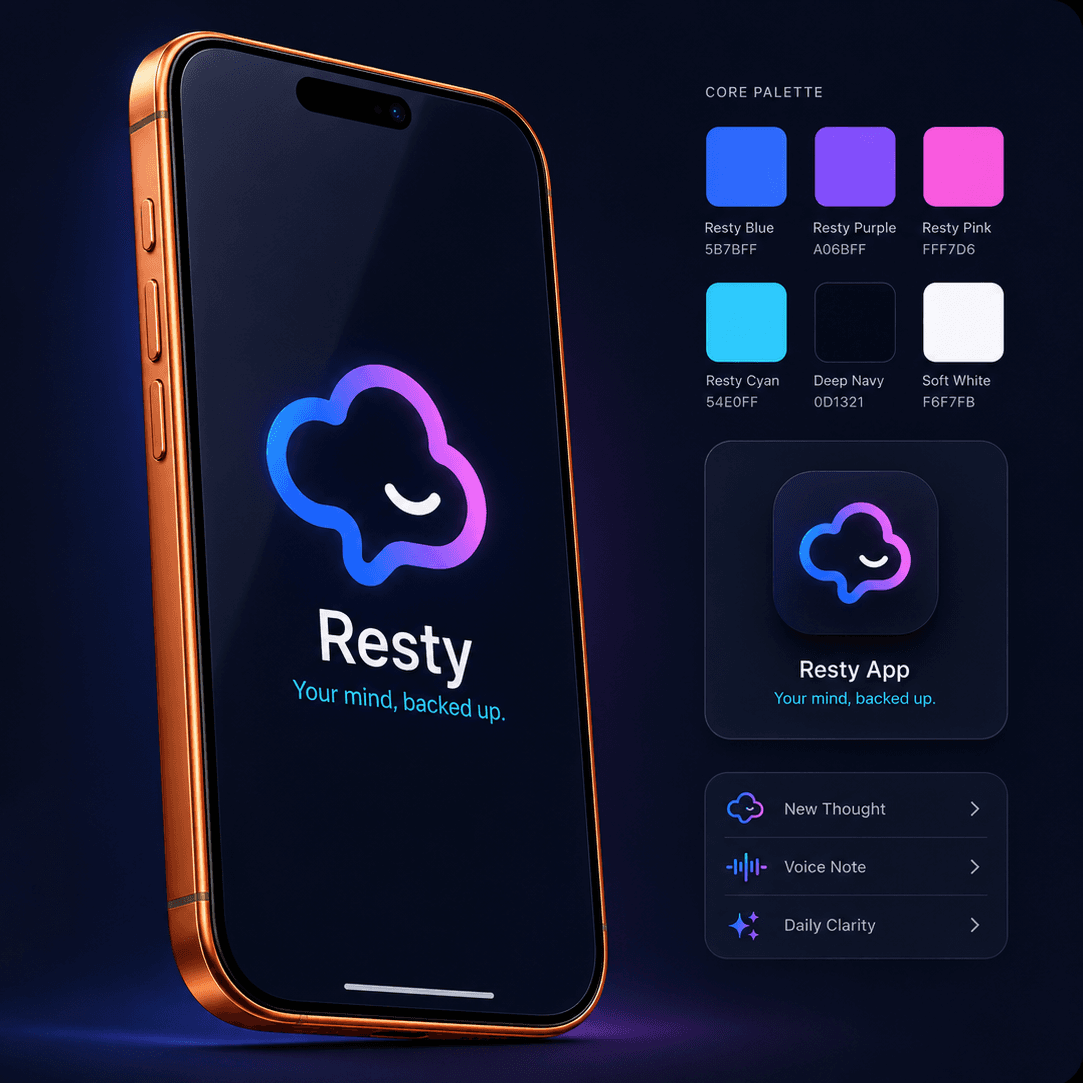 Брендовый мокап приложения Resty на смартфоне